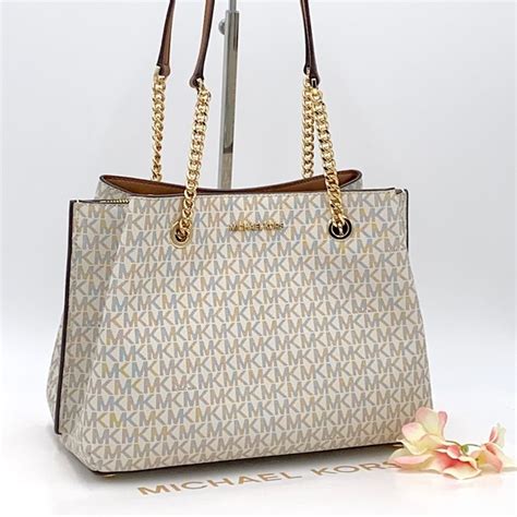 michael kors damen tasche teagen lg long drop satchel vanilla|MICHAEL Michael Kors Teagen Long Drop Satchel .